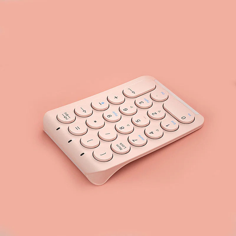 BOW 22 Keys Wireless Number Pad Rechargeable Bluetooth Numeric Keypad round Keycaps Numpad Number Keyboard for Laptop Ipad